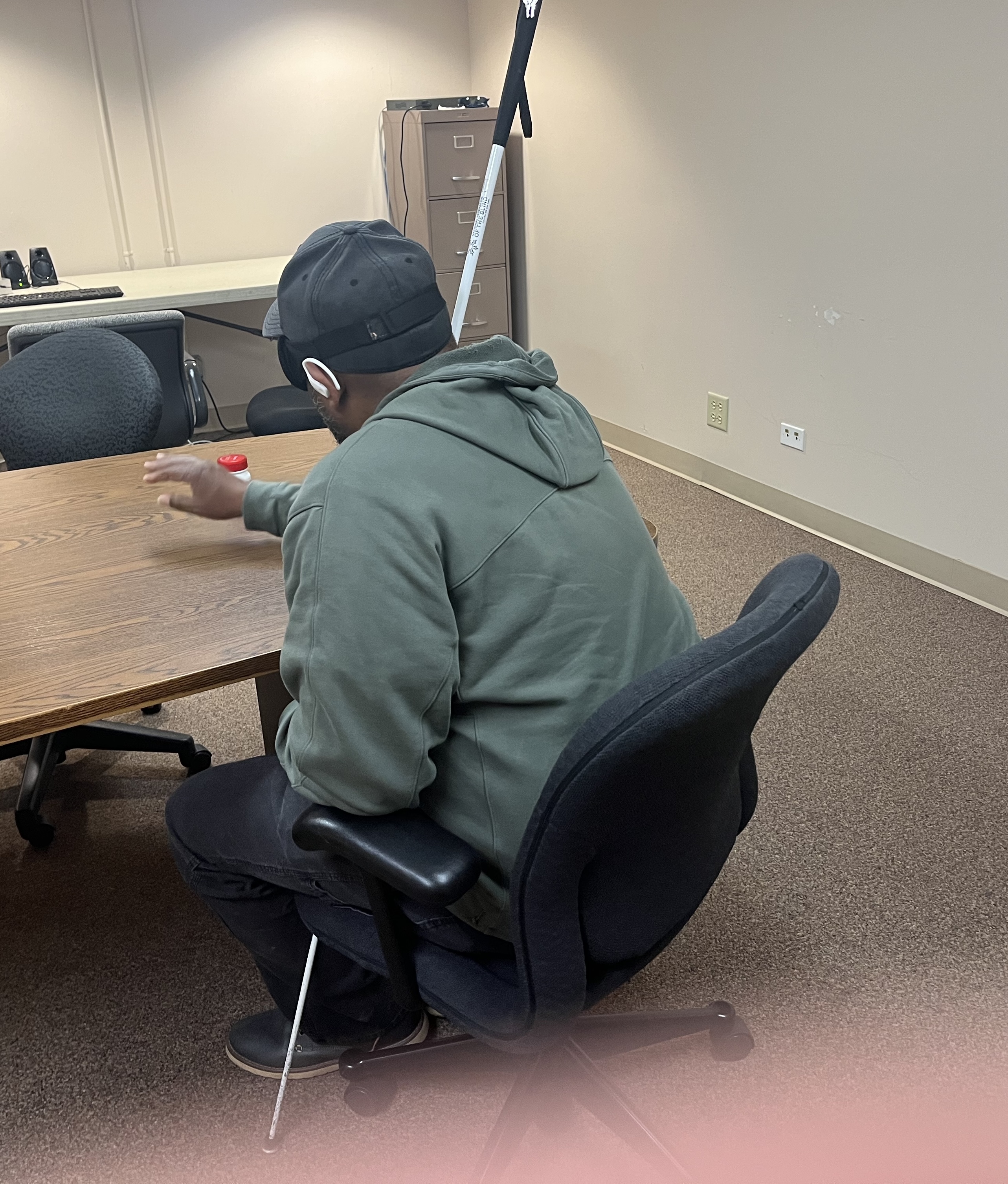 A participant testing a Praxiva product